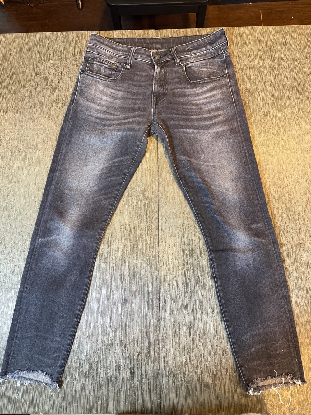 R13 Boy Skinny Jeans Size 25 Faded Black Raw Hem Made in Italy